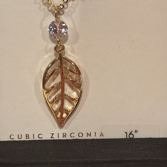 Lauren Conrad necklace and bracelet gold toned with leaf design and a crystal. - Picture 3 of 6